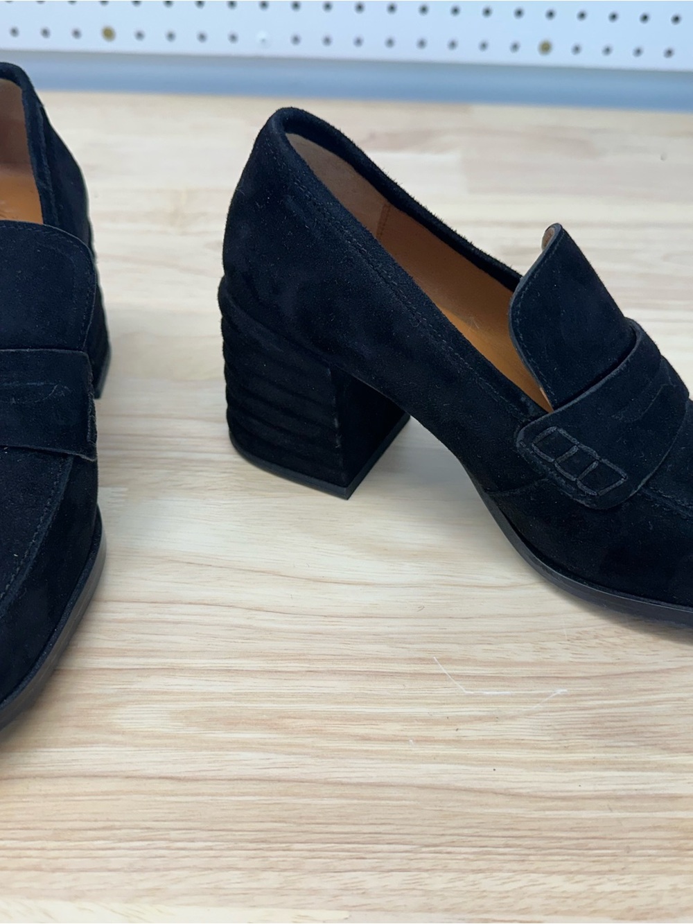 Black Suede Block Heel Loafers - Chic Women's Slip-On